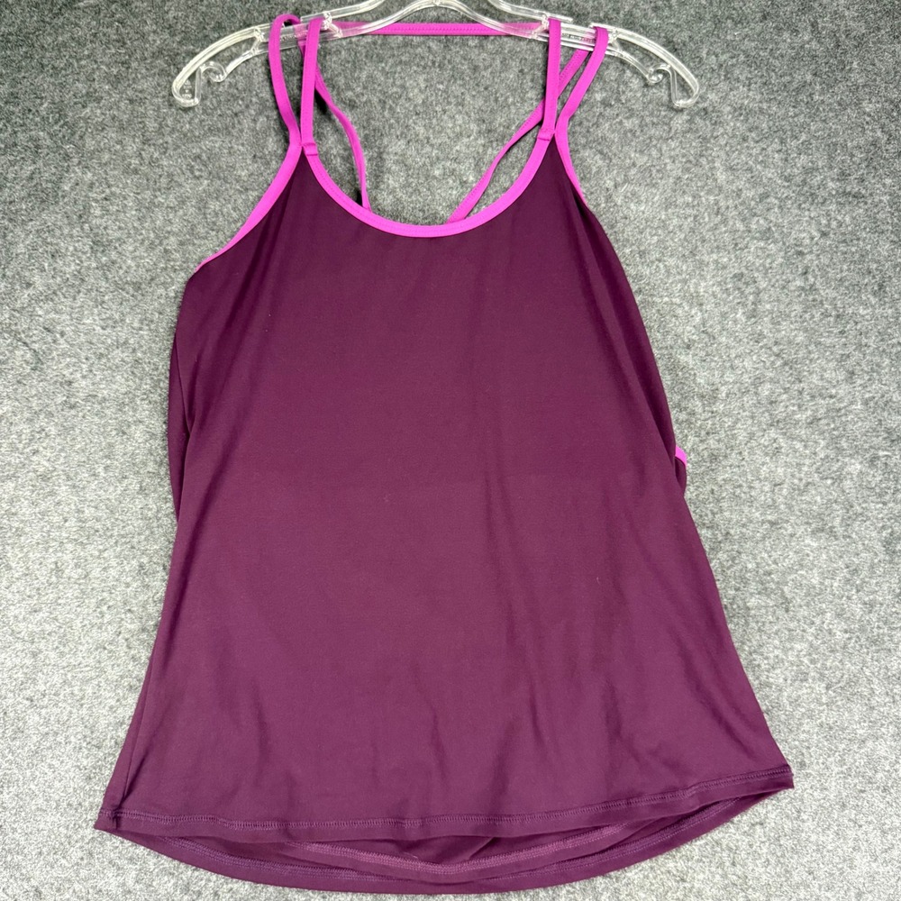 Fabletics Tank Top‎ Womens M Purple Activewear Norwalk Built In Bra Crisscross